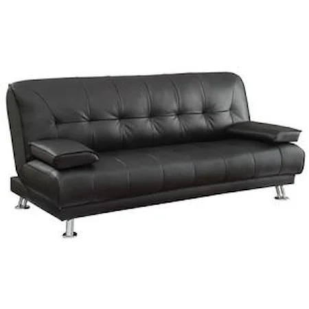 Faux Leather Convertible Sofa Bed with Removable Armrests